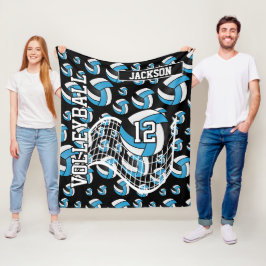 Manta Polar Patrón de voleibol azul, negro y blanco para bebés