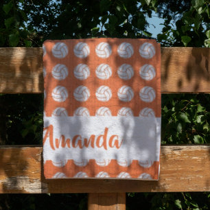 Manta Polar Patrón de voleibol blanco y naranja