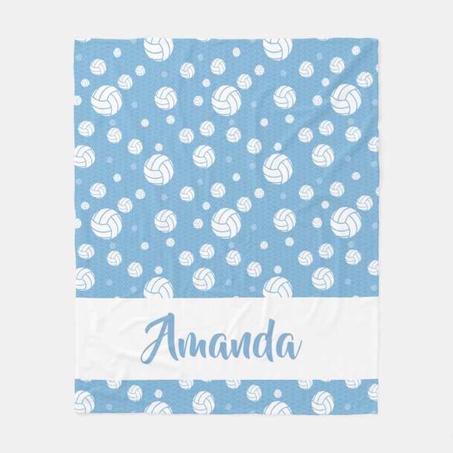 Manta Polar Patrón de voleibol Chevron azul en polvo (Anverso)