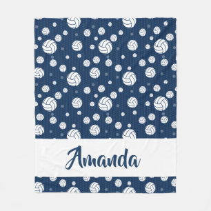 Manta Polar Patrón de voleibol de chevron azul de la marina