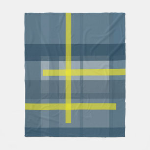 Manta Polar Patrón de yeso azul y amarillo