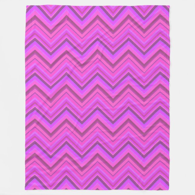 Manta Polar Patrón de zigzag de rayas rosas (Anverso)