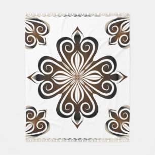 Manta Polar Patrón decorativo de motivos barrocos marrones con