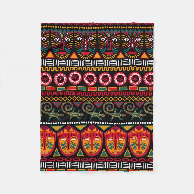 Manta Polar Patrón decorativo sobre un fondo negro en África (Anverso)