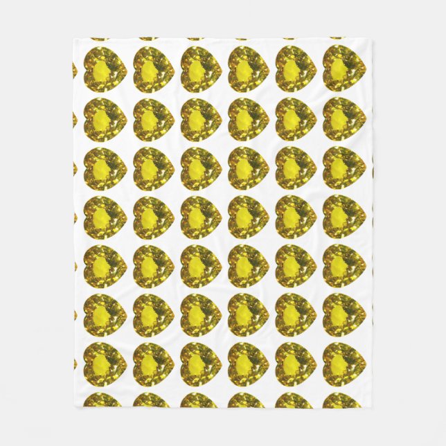 Manta Polar Patrón del corazón amarillo (Anverso)