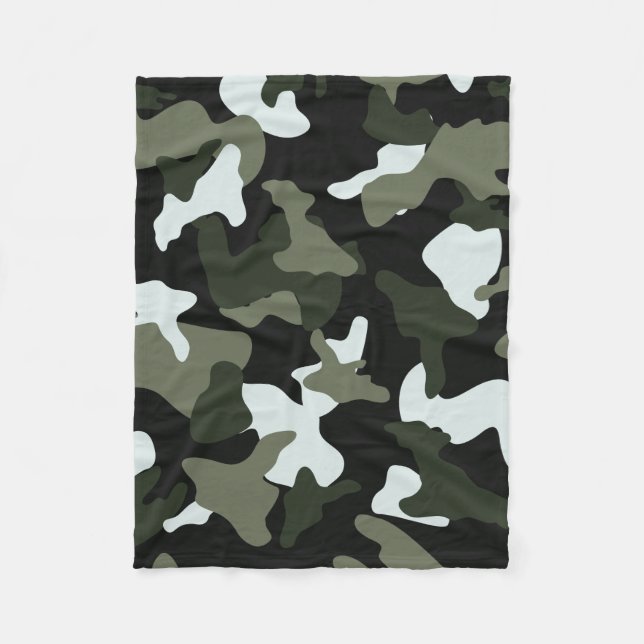 Manta Polar Patrón del ejército de camuflaje blanco verde (Anverso)