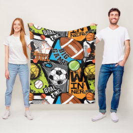 Manta Polar Patrón Deportivo Con Balones