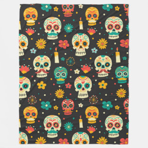 Manta Polar Patrón Día de Muertos