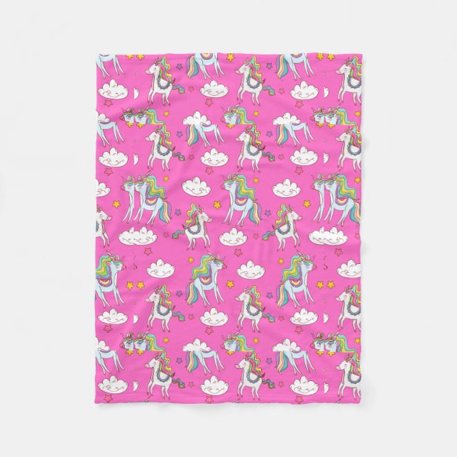 Manta Polar Patrón divertido de unicornio (Anverso)
