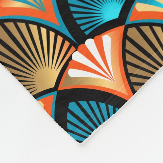 Manta Polar Patrón dorado de hojas de palma geométricas en Art (Esquina)