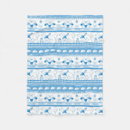 Manta Polar Patrón dorado de la historia del perro guía - Azul