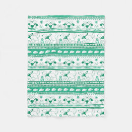 Manta Polar Patrón dorado de la historia del perro guía - Verd