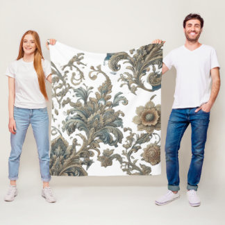 Manta Polar Patrón Dusky Blue Floral Brocade