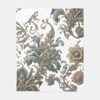 Manta Polar Patrón Dusky Blue Floral Brocade