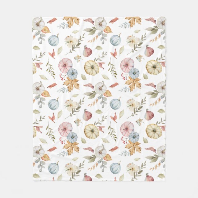 Manta Polar Patrón elegante de acuarela de otoño (Anverso)