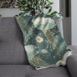 Manta Polar Patrón elegante de medusas - Nombre personalizado