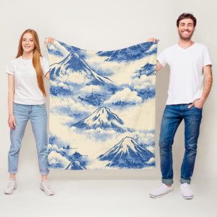 Manta Polar Patrón escénico de montaña nevada azul cielo soñad