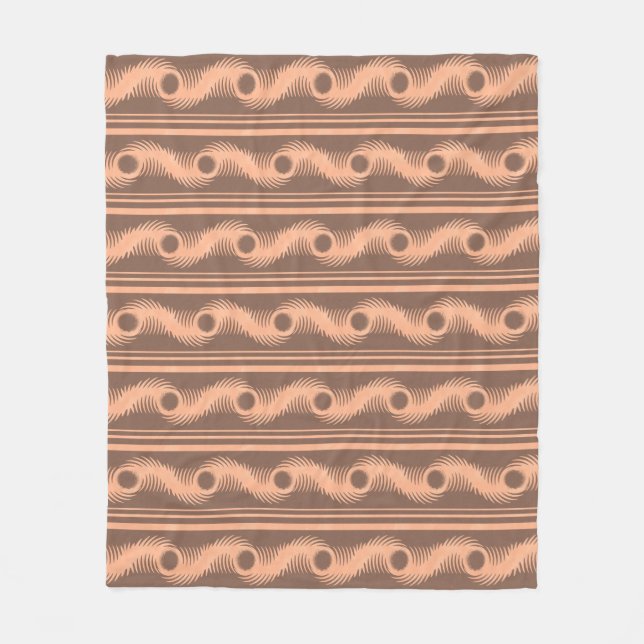 Manta Polar Patrón espiral de Peach y Mocha (Anverso)