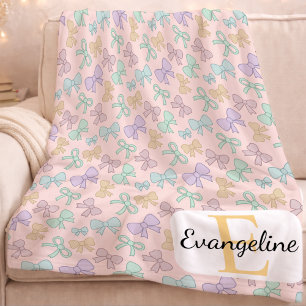 Manta Polar Patrón Estético de Lazo Pastel Personalizado