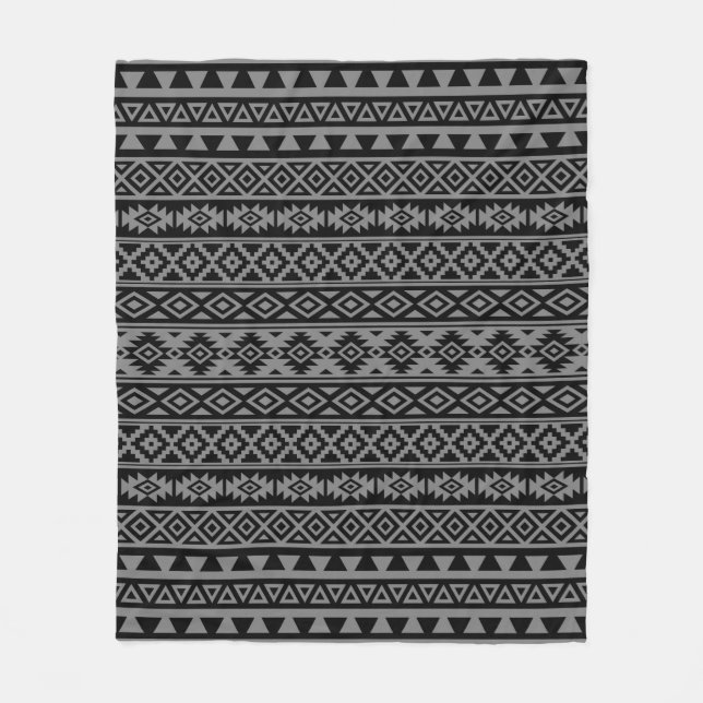 Manta Polar Patrón estilo azteca negro y gris I (Anverso)