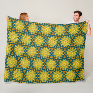 Manta Polar Patrón estrella de color azul turquesa y dorado
