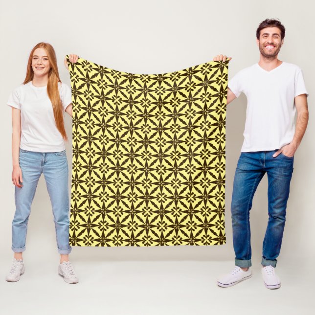 Manta Polar Patrón Estrella de Ikat - Marrón y amarillo (In situ)