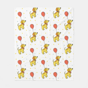 Manta Polar Patrón feliz de perros con globos