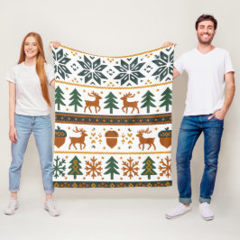 Manta Polar Patrón festivo de bosques de invierno