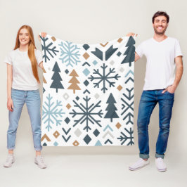 Manta Polar Patrón festivo de bosques de invierno