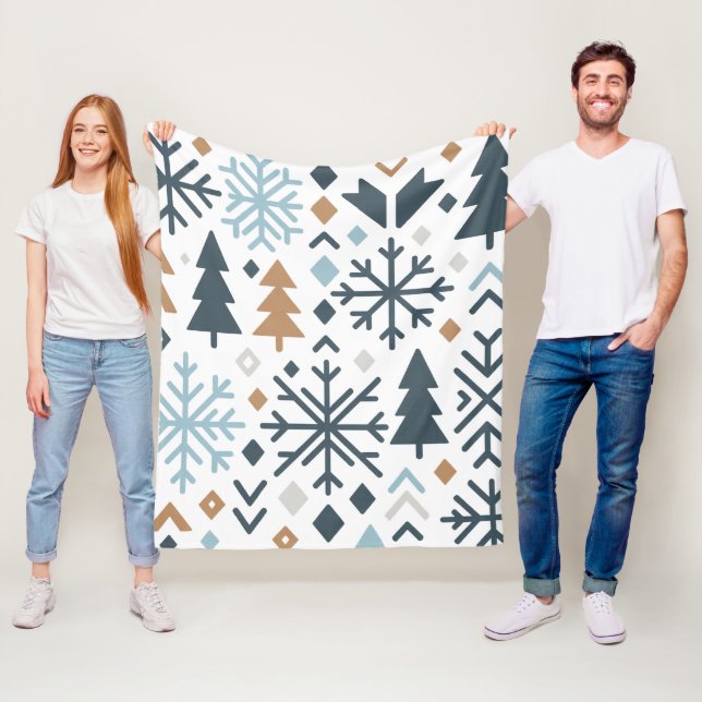 Manta Polar Patrón festivo de bosques de invierno (In situ)