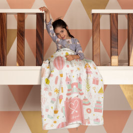 Manta Polar Patrón Fiesta de Unicornio rosa Niños Chicas monog