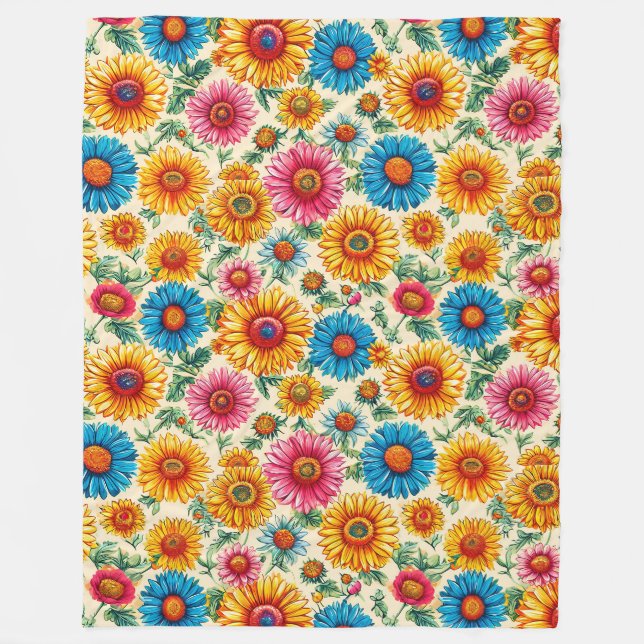 Manta Polar patrón floral (Anverso)