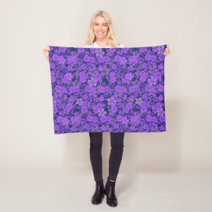 Manta Polar Patrón floral 15.Purple.b DBlue BG