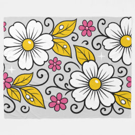 Manta Polar Patrón floral alegre con contornos audaces