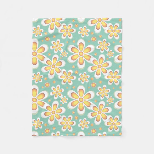 Manta Polar Patrón floral amarillo (Anverso)