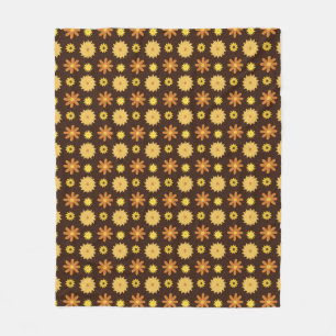 Manta Polar Patrón floral amarillo retro marrón Naranja de los