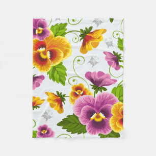 Manta Polar Patrón floral amarillo y rosa