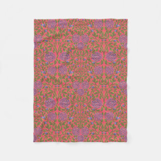 Manta Polar patrón floral Art Nouveau violeta rosa verde