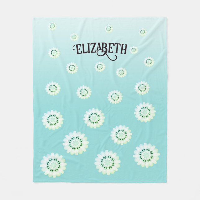 Manta Polar Patrón floral azul claro personalizado (Anverso)