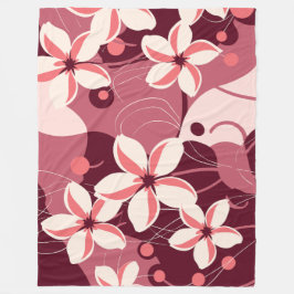 Manta Polar Patrón floral blanco crema y rosa melocotón