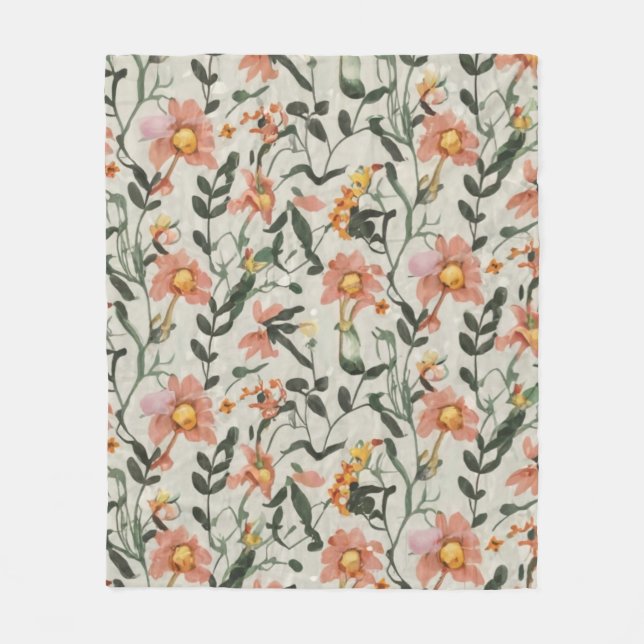 Manta Polar Patrón floral botánico (Anverso)