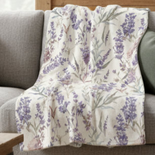 Manta Polar Patrón floral botánico boho lavanda de flor silves