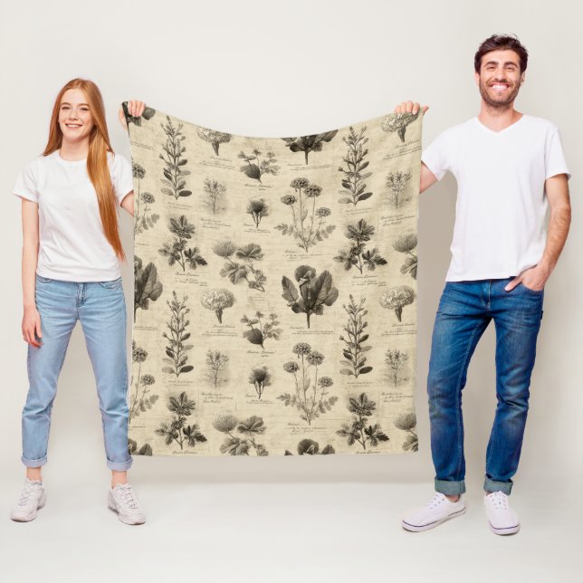 Manta Polar Patrón floral botánico vintage (11) (In situ)