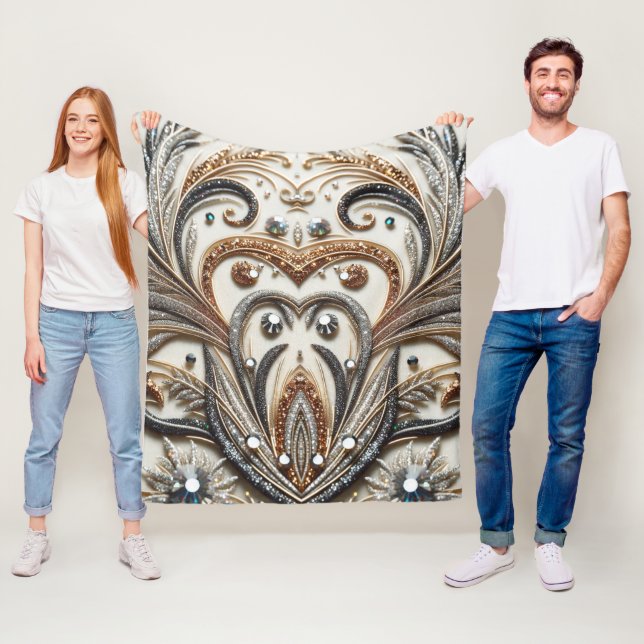 Manta Polar Patrón floral brillante con piedra gemela (In situ)