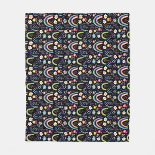 Manta Polar Patrón floral colorido con arbustos y arboles