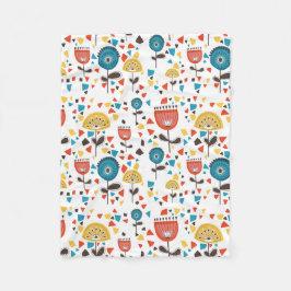 Manta Polar Patrón floral colorido moderno de mediados de sigl
