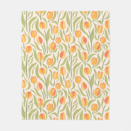 Manta Polar Patrón floral con tulipanes