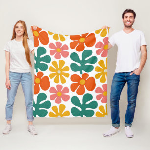 Manta Polar Patrón floral de arte popular retro de los 70