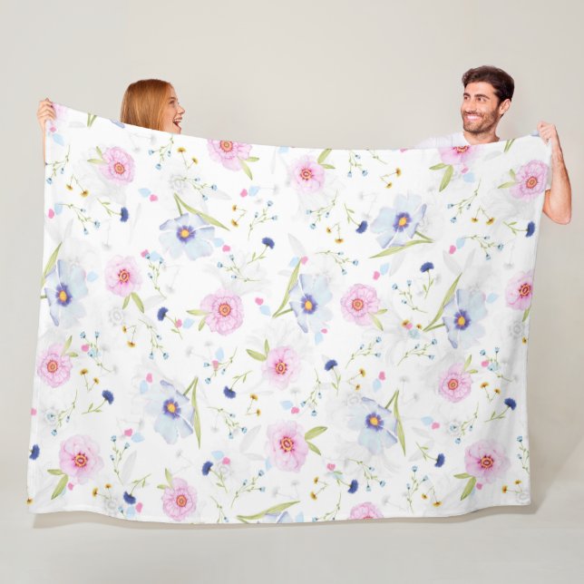 Manta Polar Patrón floral de bonito (In situ)