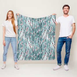 Manta Polar Patrón floral de ciruela de primavera